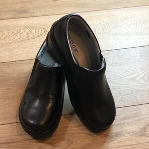 Klogs Naples Shoes Women's 8W‎ Black Leather Comfort Slip On Platform Wedge Work